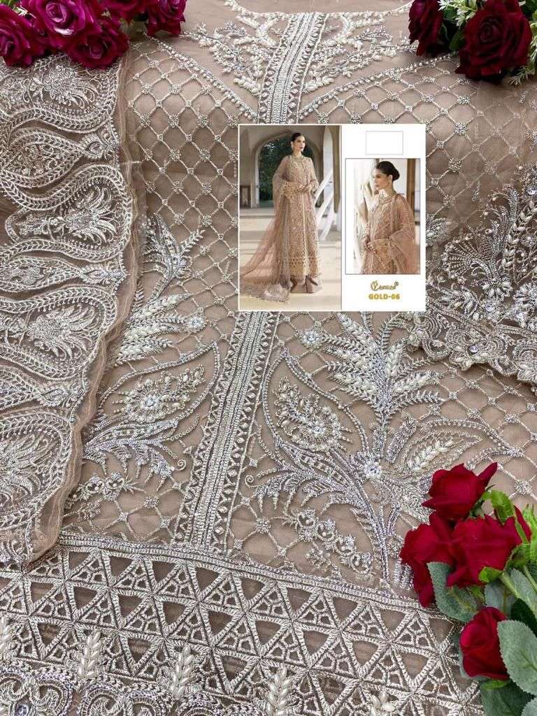 COSMOS HIT DESIGN 6 BY COSMOS PAKISTANI SUITS BEAUTIFUL FANCY COLORFUL STYLISH PARTY WEAR & OCCASIONAL WEAR HEAVY NET EMBROIDERED DRESSES AT WHOLESALE PRICE